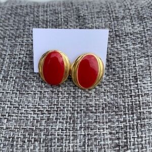 Vintage red and gold tone pierced earrings